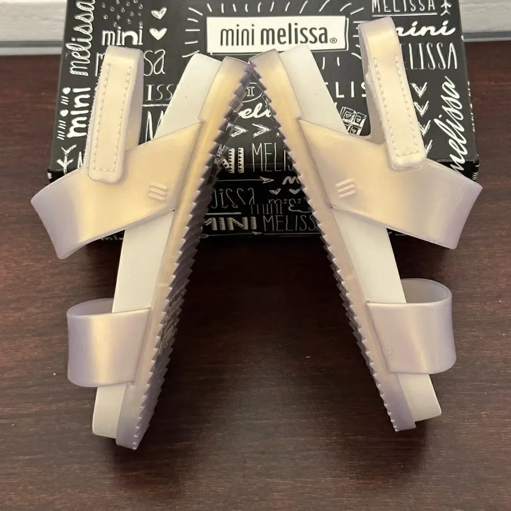 Mini Melissa Girls Glittery Cosmic  comfy sandal size 10 in white NIB